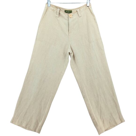 Eddie Bauer Pants Womens 4 Pure Linen High Rise Wide Leg Lagenlook Minimalist - Picture 1 of 10